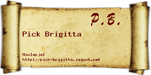 Pick Brigitta névjegykártya